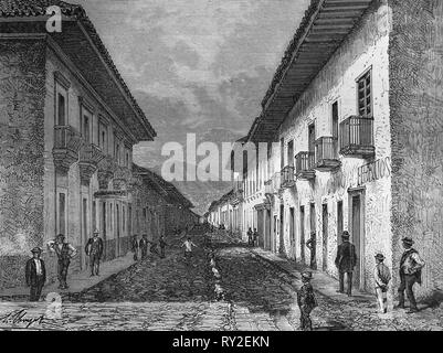 America equonoccial. La Colombia. Cauca. Strada di Cali. Incisione del XIX secolo. Foto Stock