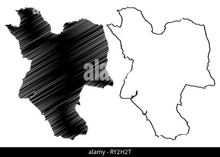 Neath Port Talbot (Regno Unito, Galles Cymru, principali zone del Galles) mappa illustrazione vettoriale, scribble schizzo Neath Port Talbot County Borough m Illustrazione Vettoriale