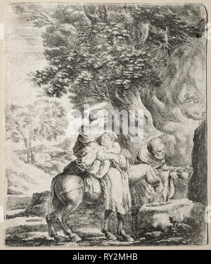 Fuga in Egitto. Stefano Della Bella (Italiano, 1610-1664). Attacco Foto Stock