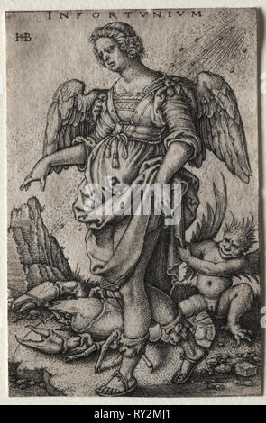 Sfortuna. Hans Sebald Beham (Tedesco, 1500-1550). Incisione Foto Stock