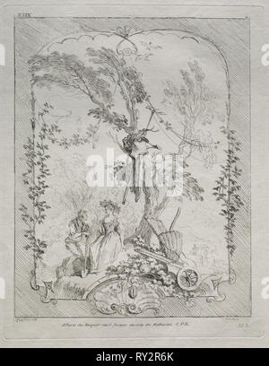 La proposta. François Boucher (Francese, 1703-1770), dopo Jean Antoine Watteau (Francese, 1684-1721). Attacco Foto Stock