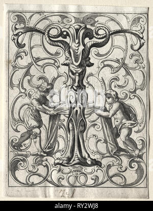 Nuovo opuscolo ABC: T, 1627. Lucas Kilian (Tedesco, 1579-1637). Incisione Foto Stock