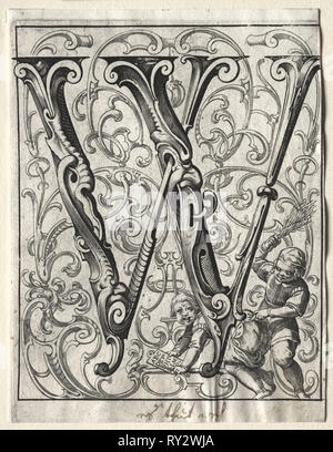 Nuovo opuscolo ABC: W, 1627. Lucas Kilian (Tedesco, 1579-1637). Incisione Foto Stock