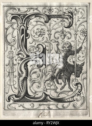 Nuovo opuscolo ABC: E, 1627. Lucas Kilian (Tedesco, 1579-1637). Incisione Foto Stock