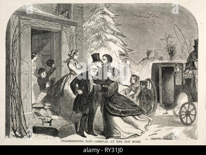 La Giornata del ringraziamento - Arrivo presso la vecchia casa, 1858. Winslow Homer (American, 1836-1910). Incisione su legno Foto Stock