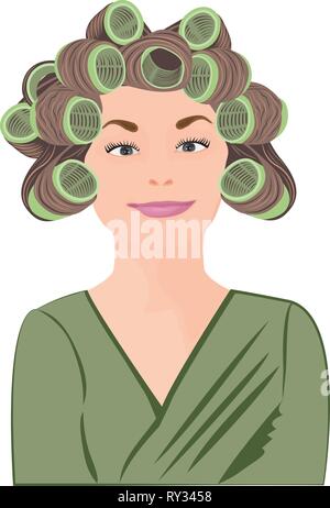 Una ragazza arricciare i capelli illustrazione vettoriale Illustrazione Vettoriale