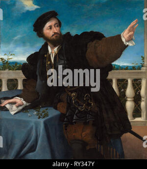 Ritratto di un uomo, eventualmente Girolamo Rosati, 1533-1534. Lorenzo Lotto (Italiano, 1480-1556). Olio su tela; incorniciato: 135,9 x 128 x 8,6 cm (53 1/2 x 50 3/8 x 3 3/8 in.); senza cornice: 108,2 x 100,5 cm (42 5/8 x 39 9/16 in Foto Stock