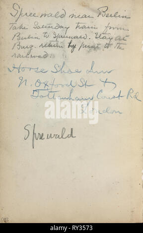 Taccuino italiano: Note (pagina 260), 1898-1899. Maurice Prendergast (American, 1858-1924). Matita; foglio: 16,7 x 10,8 cm (6 9/16 x 4 1/4 in Foto Stock