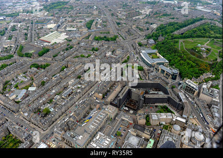 Vista aerea del centro di Edimburgo. Foto Stock