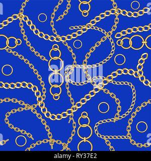 Abctract perfetta catena di pattern su sfondo blu per tessuto. Alla moda di sfondo di ripetizione. Illustrazione Vettoriale