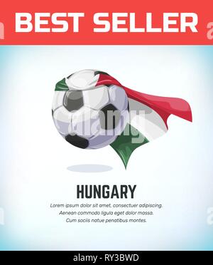 Ungheria il calcio o il pallone da calcio. Il calcio per la squadra nazionale. Illustrazione Vettoriale. Illustrazione Vettoriale