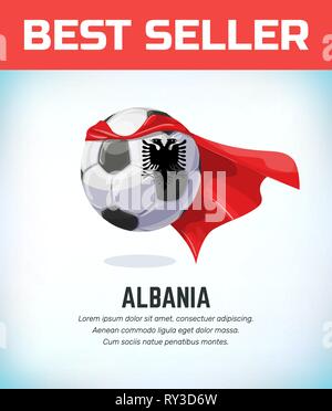 Albania il calcio o il pallone da calcio. Il calcio per la squadra nazionale. Illustrazione Vettoriale. Illustrazione Vettoriale