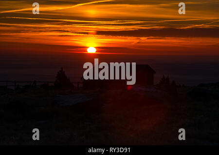 Alba sul Brocken nel Harz Foto Stock