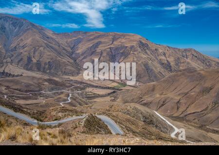 Argentina, Provincia di Salta, vista sulla Cuesta del Obispo strada tra cachi e Salta Foto Stock