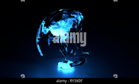 3D holographix globo con tonalità di blu con emisfero orientale compresa Asia Australia Foto Stock