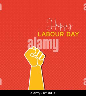 Felice Festa del lavoro su sfondo rosso Design Illustrazione Vettoriale