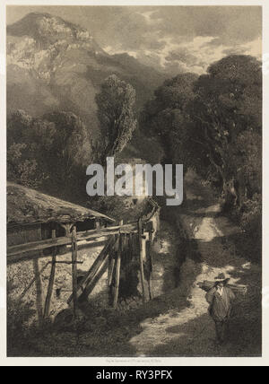 Strada del Sempione, Meillerie, Francia. Alexandre Calame (Swiss, 1810-1864). Litografia Foto Stock