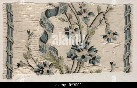 Due pezzi di ricamo, 1723-1774. Philippe de Lasalle (Francese, 1723-1805). Ricamo, seta; complessivo: 24,8 x 41,3 cm (9 3/4 x 16 1/4 in Foto Stock