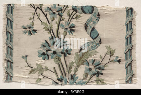 Due pezzi di ricamo, 1723-1774. Philippe de Lasalle (Francese, 1723-1805). Ricamo, seta; complessivo: 23,7 x 40,2 cm (9 5/16 x 15 13/16 in Foto Stock