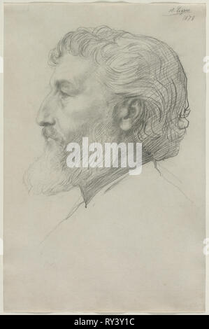 Sir Frederick Leighton, 1878. Alphonse Legros (Francese, 1837-1911). Grafite; foglio: 38,3 x 25,2 cm (15 1/16 x 9 15/16 in Foto Stock