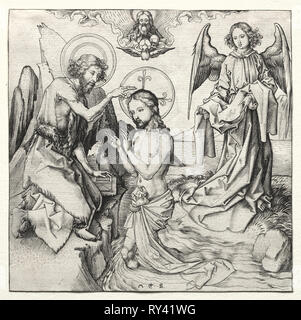 Il Battesimo di Cristo nel Giordano, c. 1480-90. Martin Schongauer (tedesco, c.1450-1491). Incisione Foto Stock