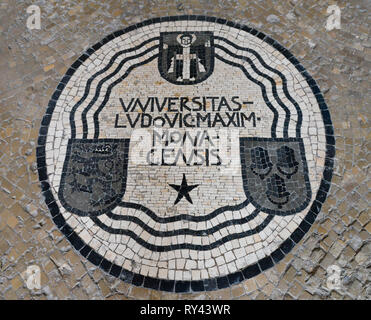 Mosaik, Hauptgebaeude, Ludwig-Maximilians-Universitaet, Geschwister-Scholl-Platz, Monaco di Baviera, Deutschland Foto Stock