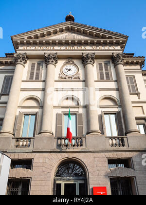 BERGAMO, Italia - 20 febbraio 2019: vista anteriore dell'Accademia Carrara di Belle Arti di Bergamo (galleria d'arte e Accademia di Belle Arti) su Piazza Giacomo Foto Stock