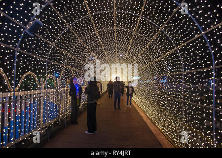 Tunnel delle lanterne durante il Festival delle Lanterne Jinju in Jinju, Corea del Sud Foto Stock