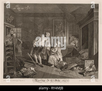 Il matrimonio à la mode: la morte del conte, 1745. William Hogarth (British, 1697-1764). Incisione Foto Stock