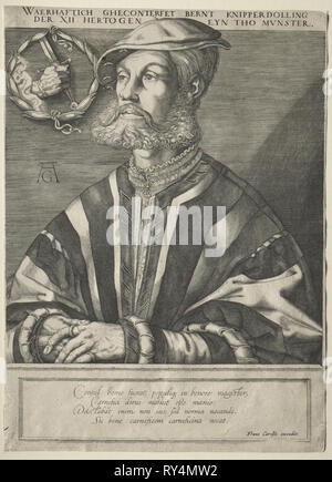 Ritratto di Bernard Knipperdolling. Jan Muller (Olandese, 1571-1628), dopo Heinrich Aldegrever (Tedesco, 1502-1555/61). Incisione Foto Stock