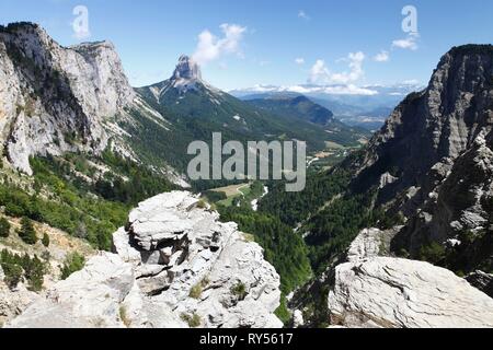 Francia, Isere, Vercors riserva naturale nazionale, l'Altopiano di Vercors, Chichilianne, vista dall'Aiguille pass Foto Stock