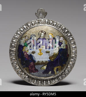 Medaglione: L'Ultima Cena, tardi 1400s. La Francia del XV secolo. Basse-taille smalto su argento; diametro: 5,8 cm (2 5/16 in Foto Stock
