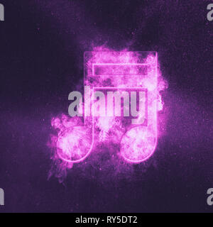 Sedicesima trasmesse simbolo di una nota musicale. Abstract di notte sullo sfondo del cielo Foto Stock