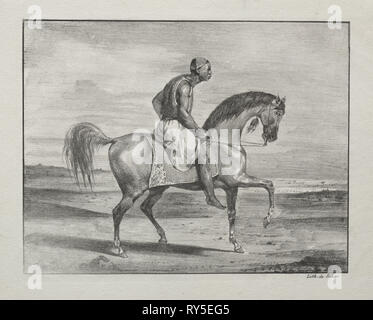 African a cavallo, 1823. Eugène Delacroix (francese, 1798 - 1863). Litografia; foglio: 25,5 x 29,1 cm (10 1/16 x 11 7/16 in.); immagine: 16,4 x 21,1 cm (6 7/16 x 8 5/16" Foto Stock