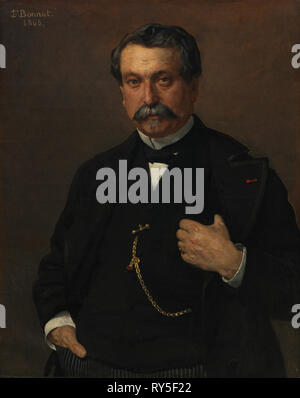 Ritratto di un uomo, 1868. Léon Bonnat (Francese, 1833-1922). Olio su tessuto; senza cornice: 80,1 x 65,3 cm (31 9/16 x 25 11/16 in Foto Stock