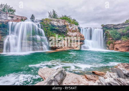 Lundbreck Cascate del Fiume Crowsnest. Lo stato di Alberta. Canada Foto Stock