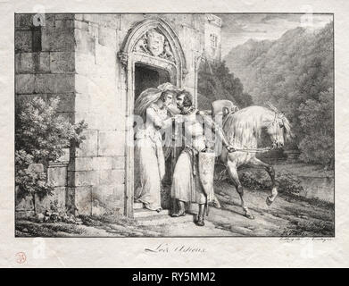 Il commiato. Horace Vernet (Francese, 1789-1863). Litografia Foto Stock
