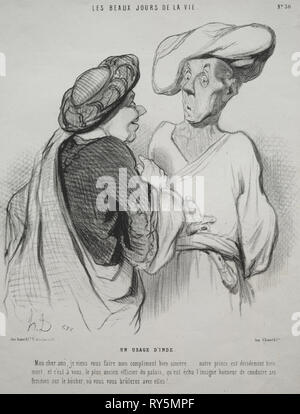 Pubblicato in le Charivari (n. du 9 novembre 1844): i bei giorni della vita, la piastra 30: Un indiano personalizzato, 1844. Honoré Daumier (Francese, 1808-1879), Aubert. Litografia; foglio: 31,8 x 22,9 cm (12 1/2 x 9 in Foto Stock