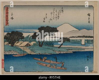 Il Fifty-Three stazioni della Tokaido: Hiratsuka, c. 1840. Hiroshige Ando (giapponese, 1797-1858). Colore stampa woodblock; foglio: 15,6 x 21,1 cm (6 1/8 x 8 5/16" Foto Stock