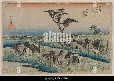 Il Fifty-Three stazioni della Tokaido: Chiryu, 1833-1834. Hiroshige Ando (giapponese, 1797-1858). Colore stampa woodblock; foglio: 22,6 x 35 cm (8 7/8 x 13 3/4 in Foto Stock