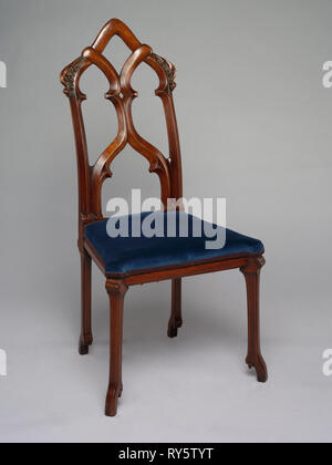 Sedia laterale: Gothic Revival Stile, c. 1858. Alexander Jackson Davis (American, 1803-1892), William Burns (American, 1805?-1867). Legno; complessivo: 99 x 50,2 x 49,9 cm (39 x 19 3/4 x 19 5/8 in Foto Stock