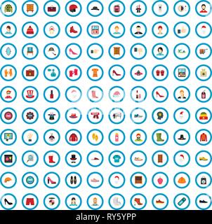 100 La moda ufficiale set di icone di stile di Piana Illustrazione Vettoriale