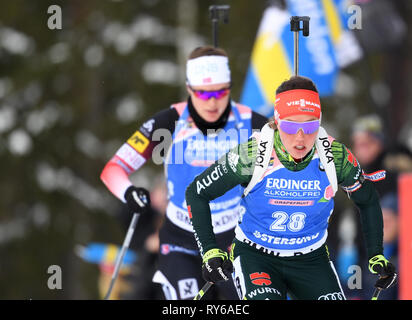 12 marzo 2019, Svezia, Östersund: Biathlon: World Championship, singolo 15 km, le donne. Laura Dahlmeier dalla Germania in azione. Foto: Sven Hoppe/dpa Foto Stock