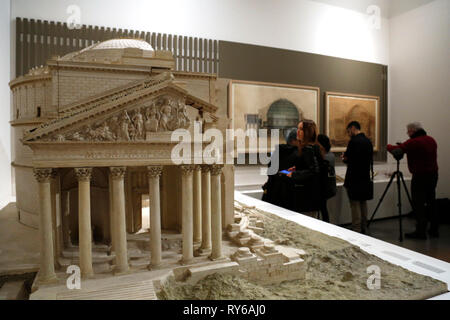 Roma, Italia. Xii Mar, 2019. Georges Chedanne, modello del Pantheon di Roma mostra 'Leonardo Da Vinci, la scienza prima di scienza' alle Scuderie del Quirinale a Roma in occasione del V centenario della morte del celebre pittore e inventore. La mostra offre al pubblico una visione diversa di Da Vinci il lavoro di analisi e di Leonardo e teorico lavori tecnologici, ortografia mettere le sue connessioni culturali con contemporanei. Credito: insidefoto srl/Alamy Live News Foto Stock