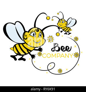 Moderno logo bee Foto Stock