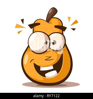 Carino, pera divertenti personaggi dei cartoni animati. Illustrazione Vettoriale