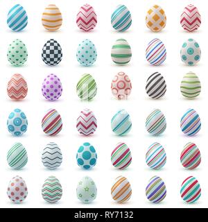 Impostare il colore realistico uovo. Felice Pasqua. Illustrazione Vettoriale