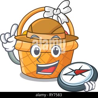 Explorer cesto di pasqua miniatura la mascotte di forma Illustrazione Vettoriale