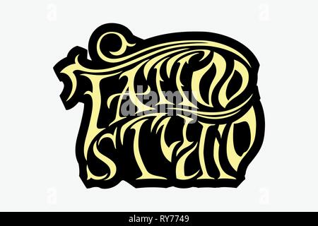 Il vettore per il tattoo studio di modelli di logo su sfondo nero. Raffreddare in stile retrò emblema del vettore. Tattoo studio segno. Illustrazione Vettoriale