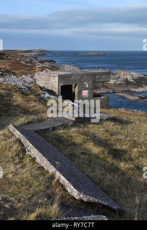 Difesa costiera edifici della batteria;Arctique russo di convogli;rubha nan sasan;cove;wester ross;Scozia Foto Stock